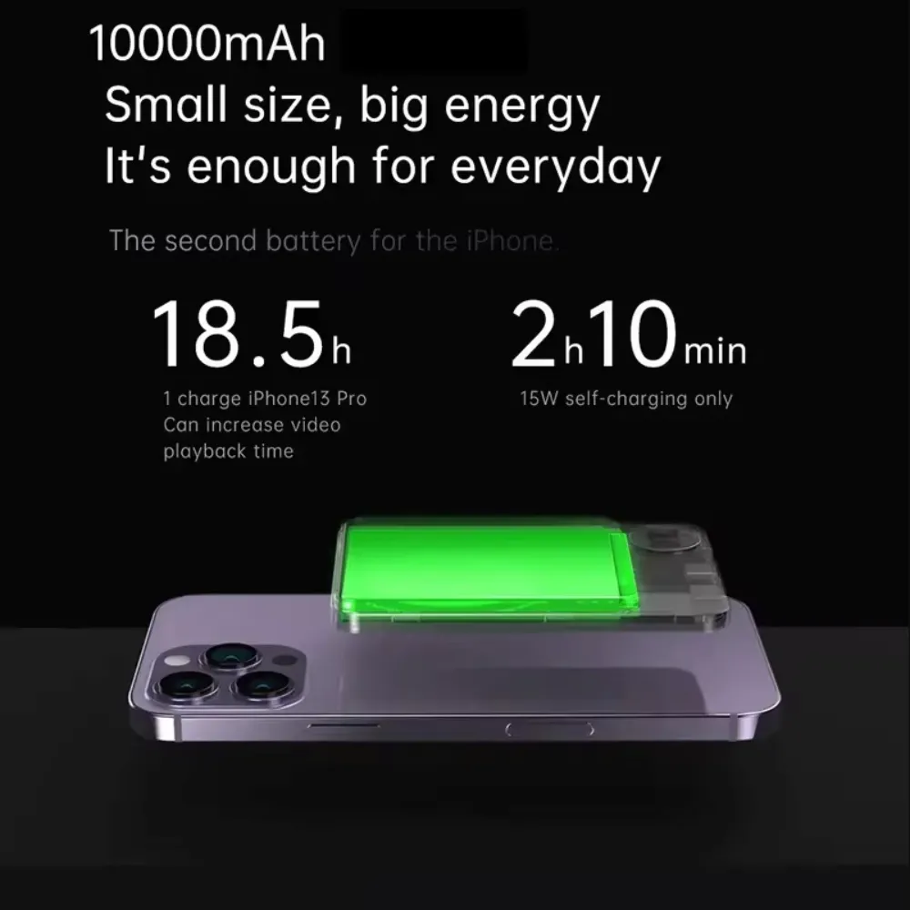 10000 mAh Magnetic Wireless Portable Power Bank Compatible with iPhone