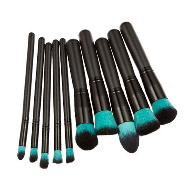 10pcs Professional Rainbow Makeup Brush