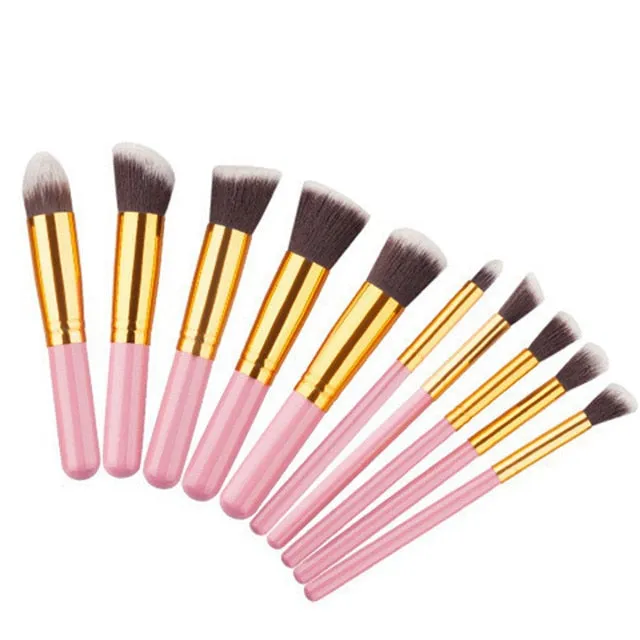 10pcs Professional Rainbow Makeup Brush