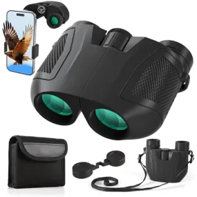 12x30 Compact Binoculars for Adults High Powered - Travel Small Binoculars with Phone Adapter for Cruise Ship Hiking Bird Watching Sports Safari Viewing Football Sports Concert