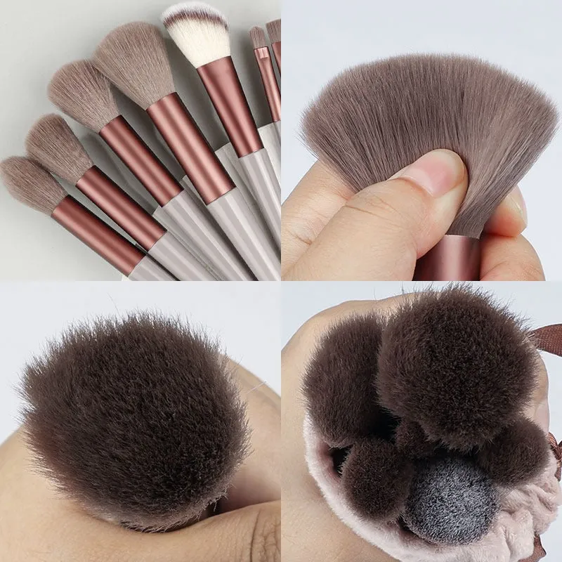 13-Piece Set Soft Colored Makeup Brushes with Pouch Bag