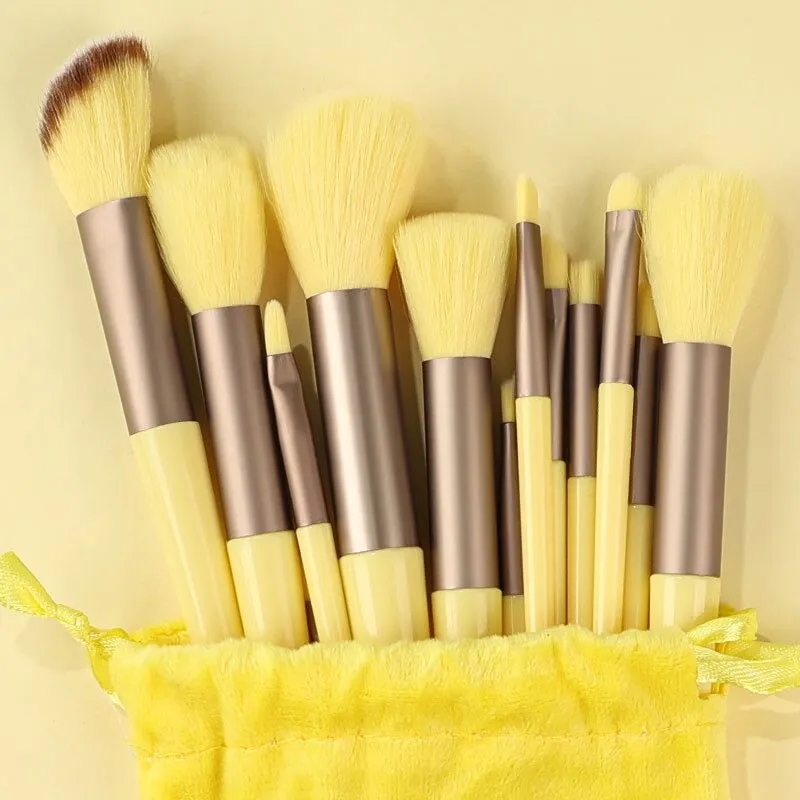 13-Piece Set Soft Colored Makeup Brushes with Pouch Bag