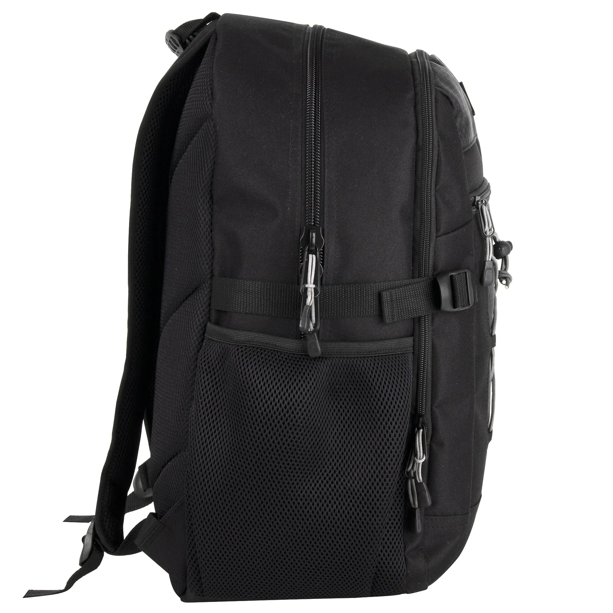 19 Inch Bungee Jacquard Cord Backpack With Padded Laptop Section - Black