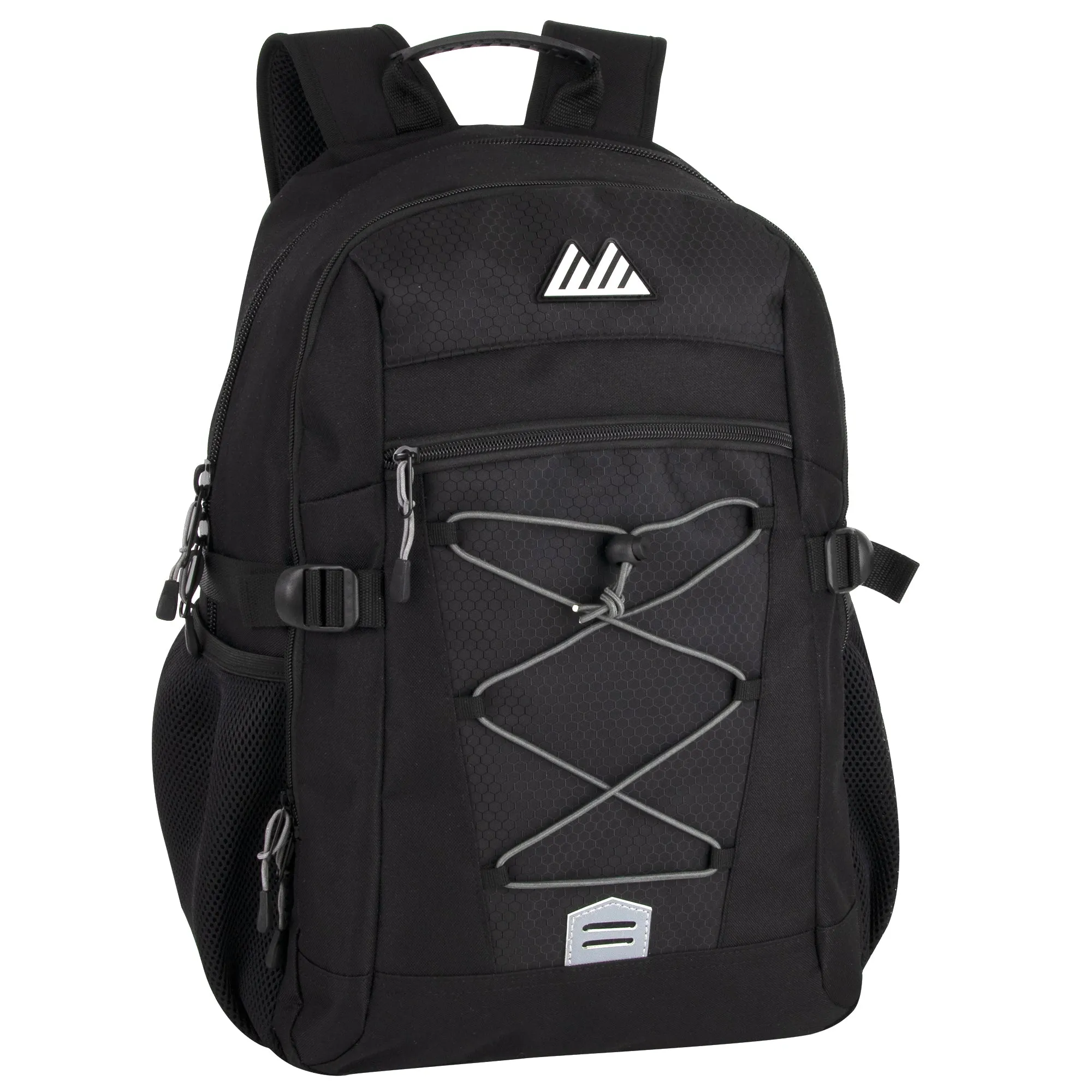 19 Inch Bungee Jacquard Cord Backpack With Padded Laptop Section - Black