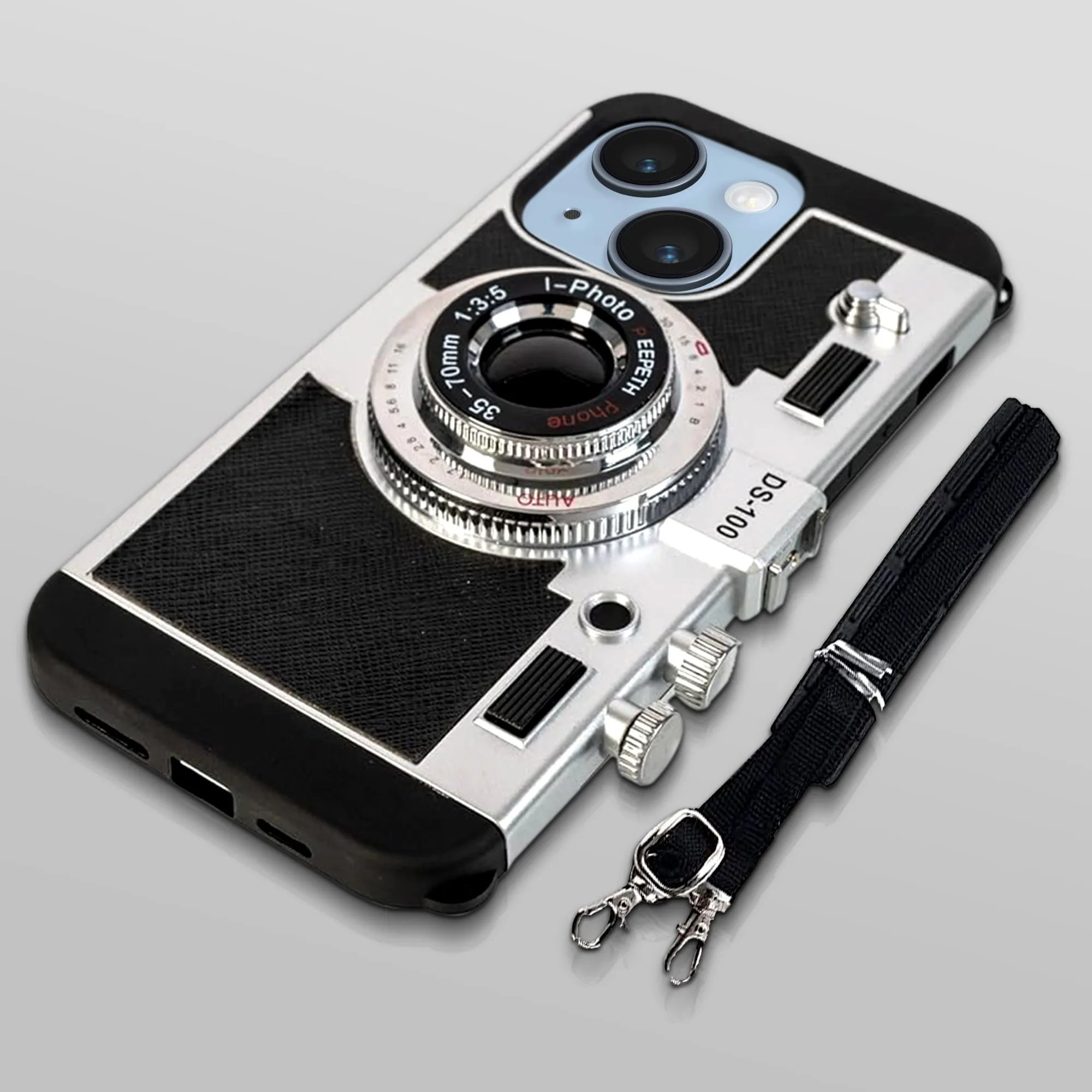 3D Camera lanyard Back Cover For Apple iPhone 14