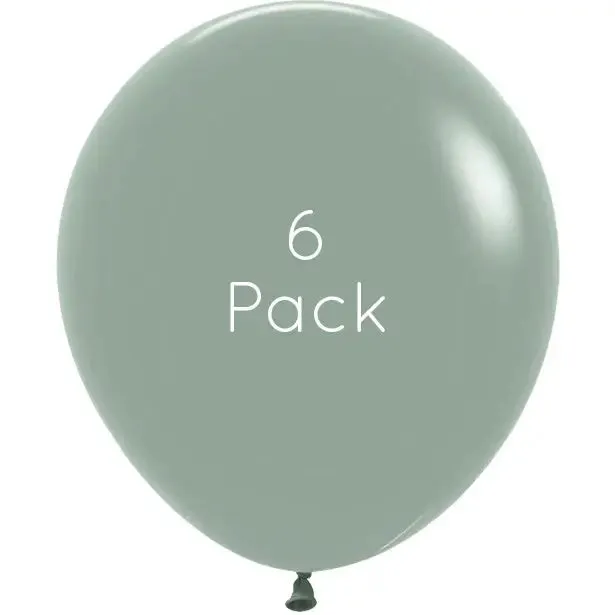 45cm Pastel Dusk Laurel Green Giant Balloons - 6 Pkt