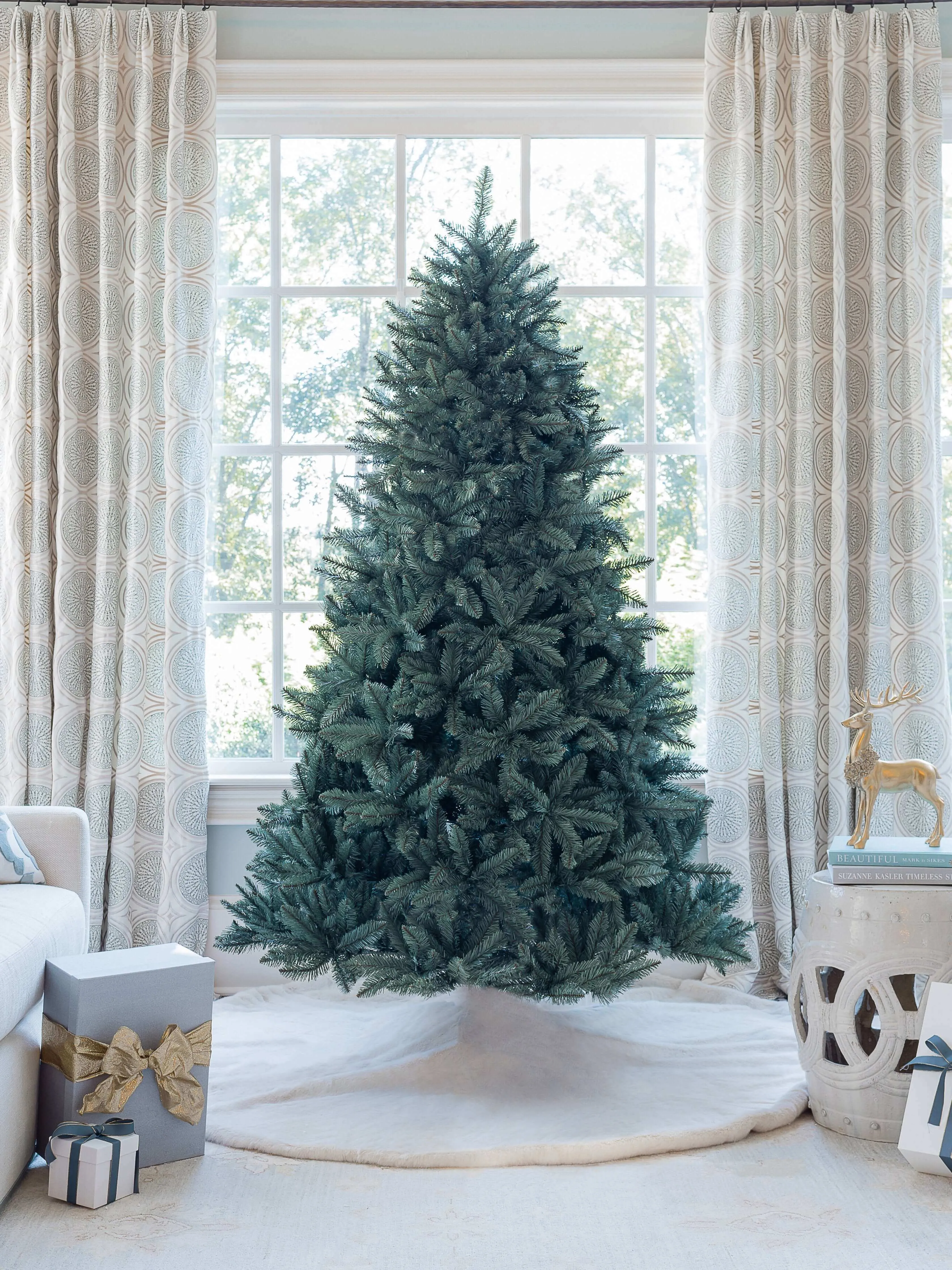 9' Tribeca Spruce Blue Artificial Christmas Tree with 900 Warm White LED Lights