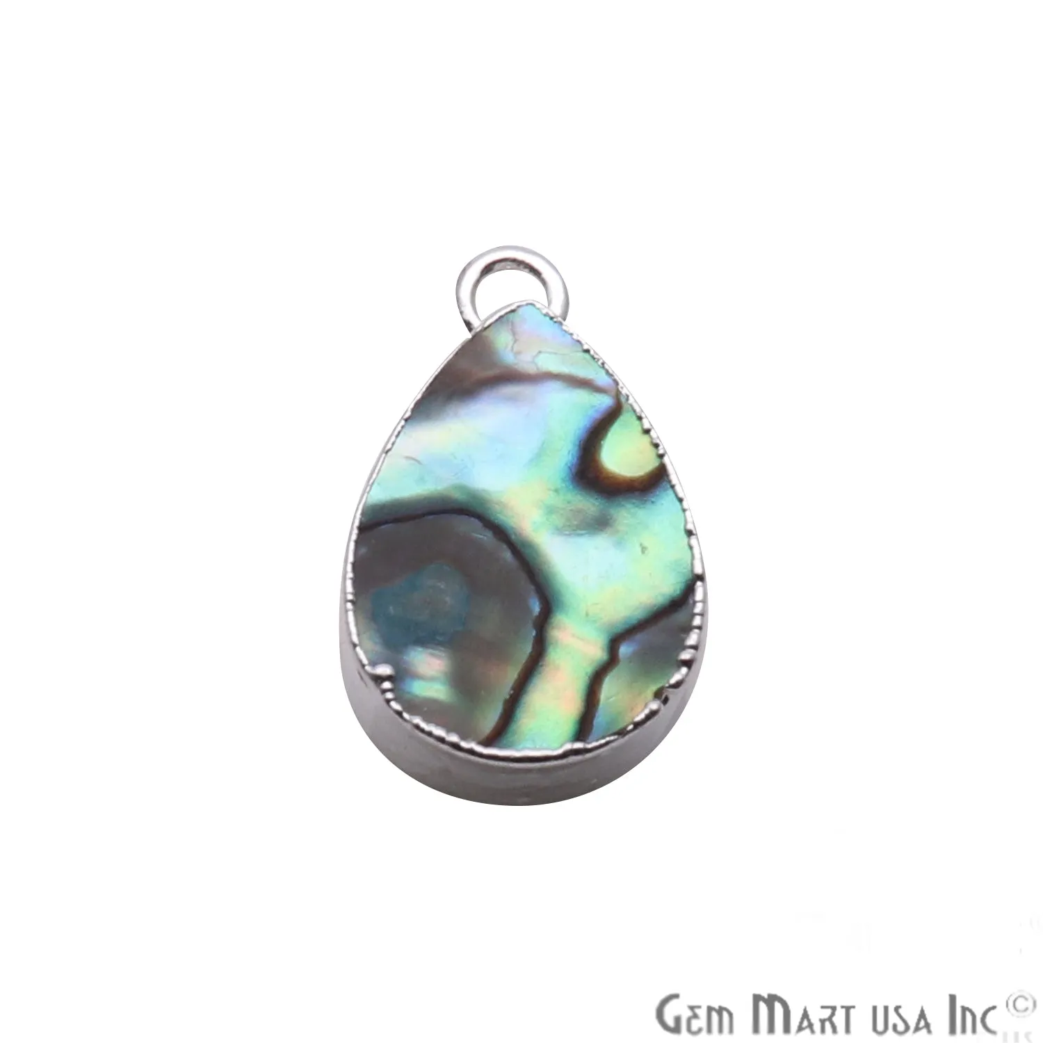 Abalone Shell 10x14mm Pear Shape Silver Edge Single Bail Connector