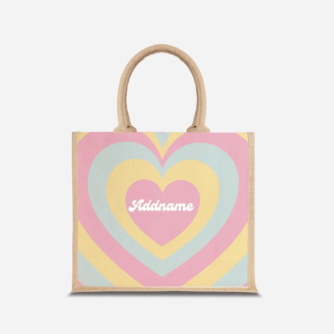 Affection Series Half Lining Jute Bag - Bubblegum Natural