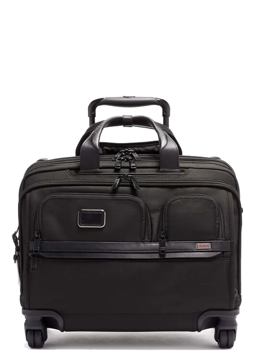 Alpha 3 Deluxe 4 Wheeled Laptop Case Brief -  Black