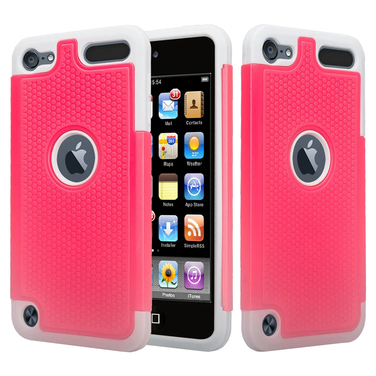 Apple iPod Touch 5 / Touch 6 Case, Heavy Duty Dual Layer Armored Protective Hybrid Case Cover For iPod Touch 5 / Touch 6 - Pink/Grey