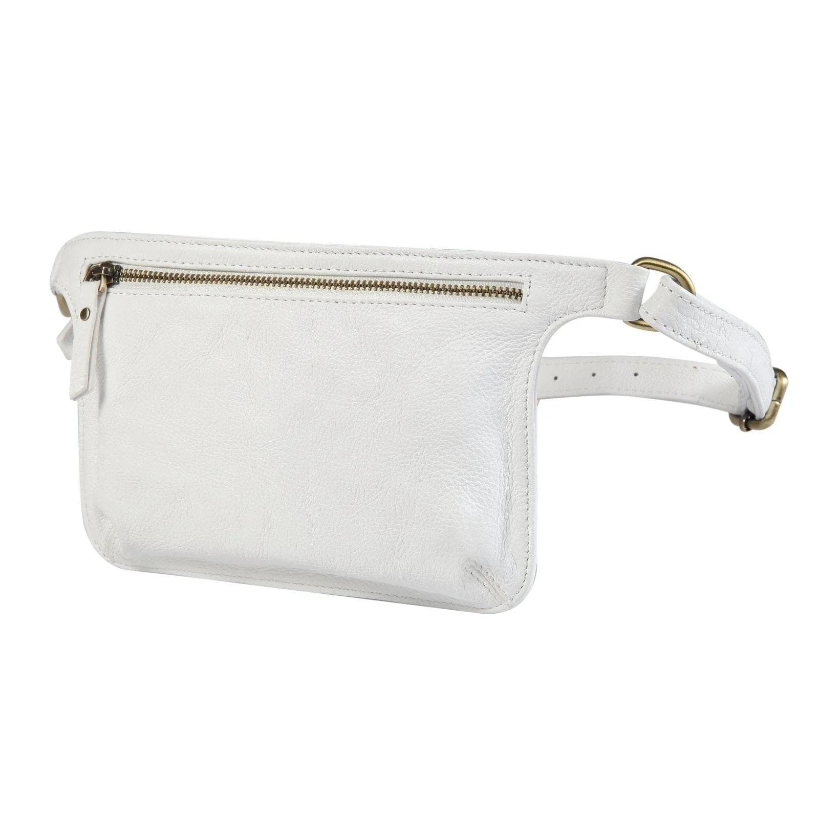 Arlette Leather Waist bag / Belt Bag- WHITE