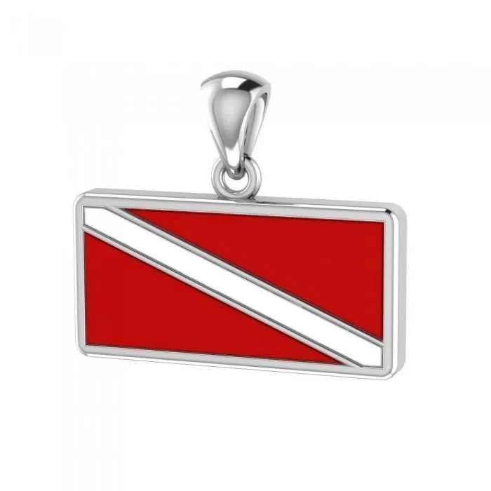 Believe and dive further ~ Sterling Silver Jewelry Dive Flag Pendant TP1362