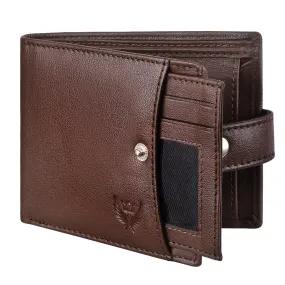 Bi-Fold Dark Brown RFID Blocking Leather Wallet for Men with External Card Holder & Coin Pocket Feature