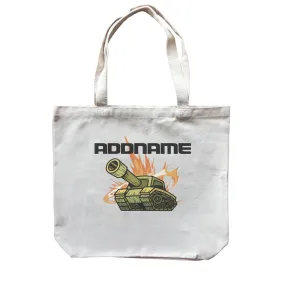 Birthday Battle Theme Tank Addname Canvas Bag