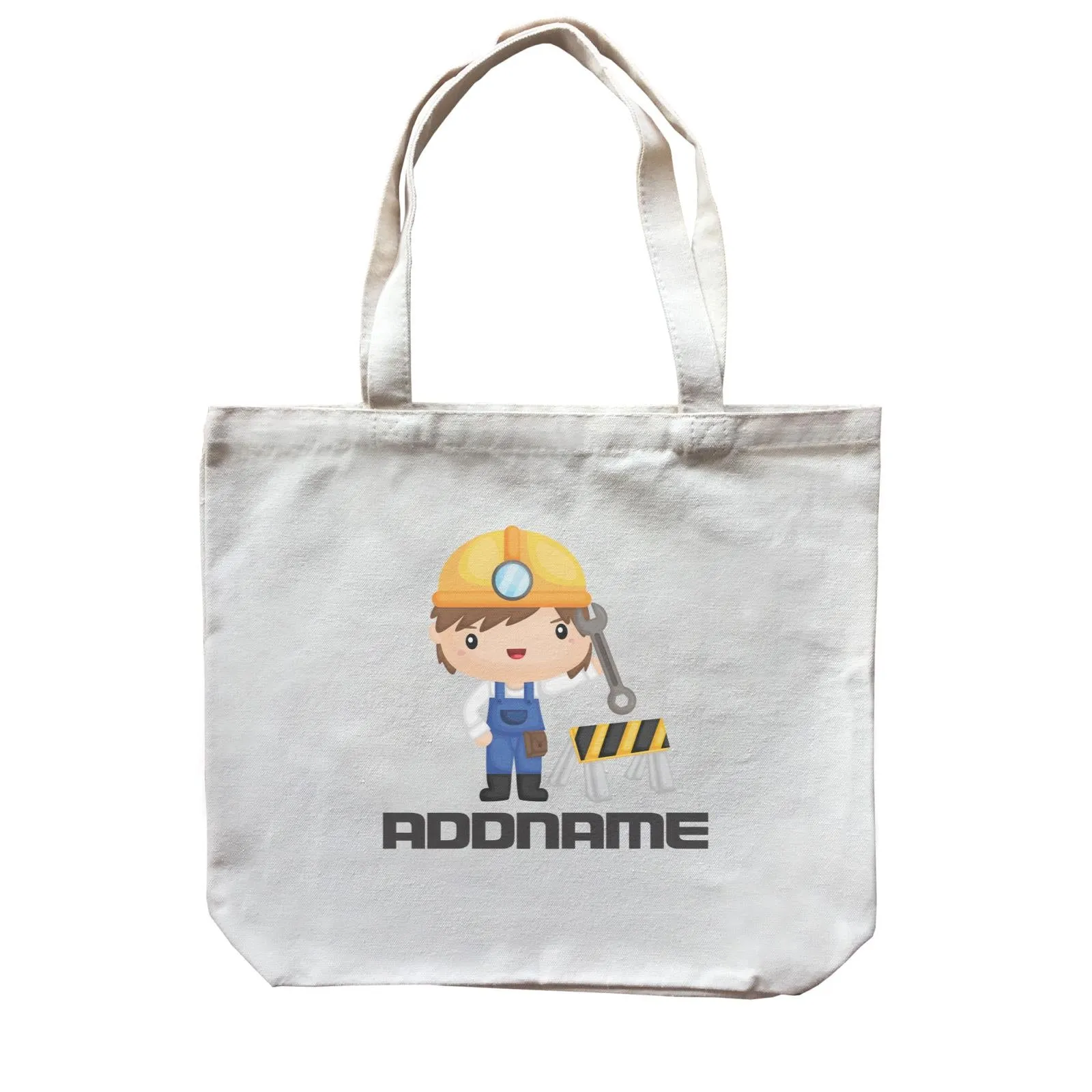 Birthday Construction Repair Worker Boy Addname Canvas Bag