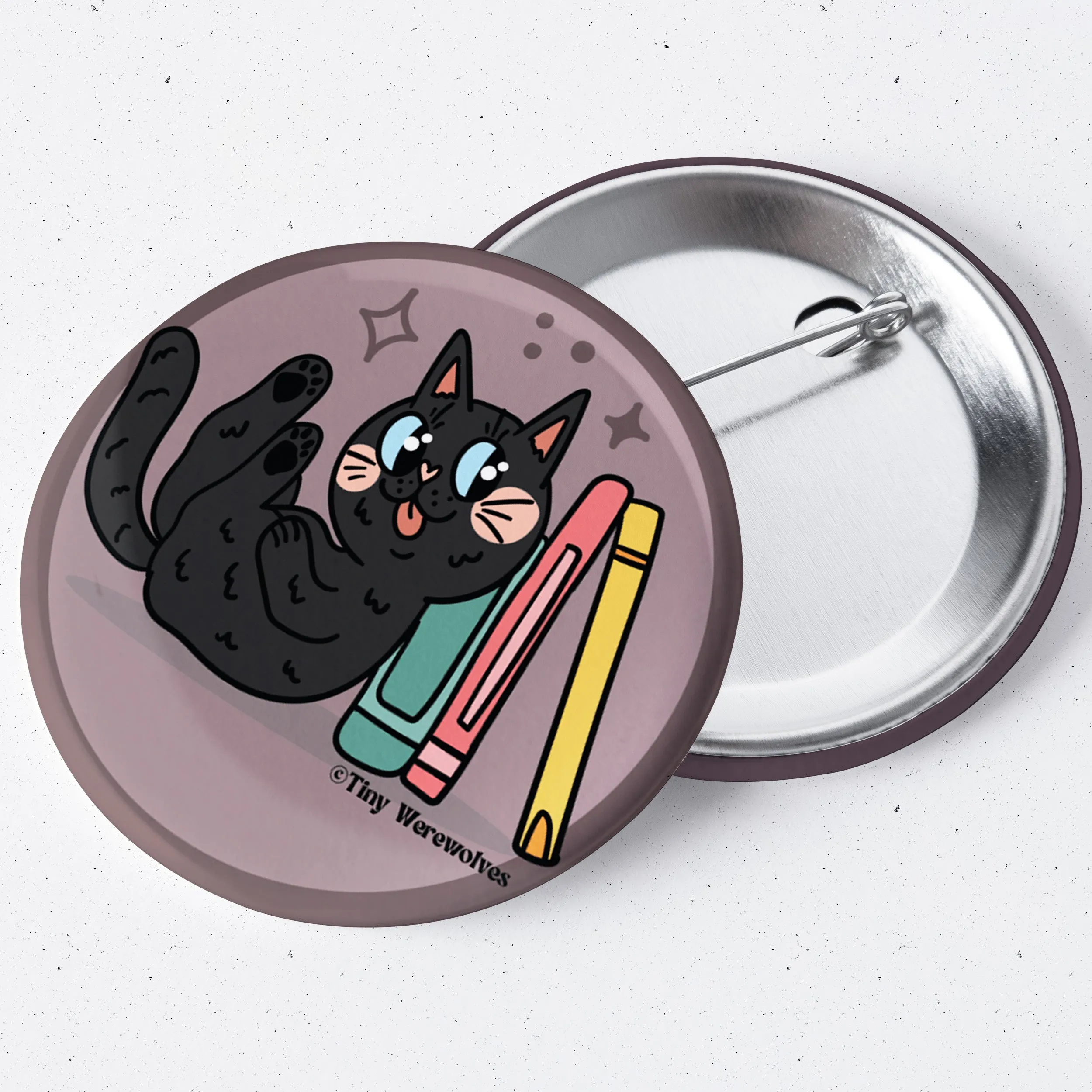 Black Book Cat 1.75" Button Pin