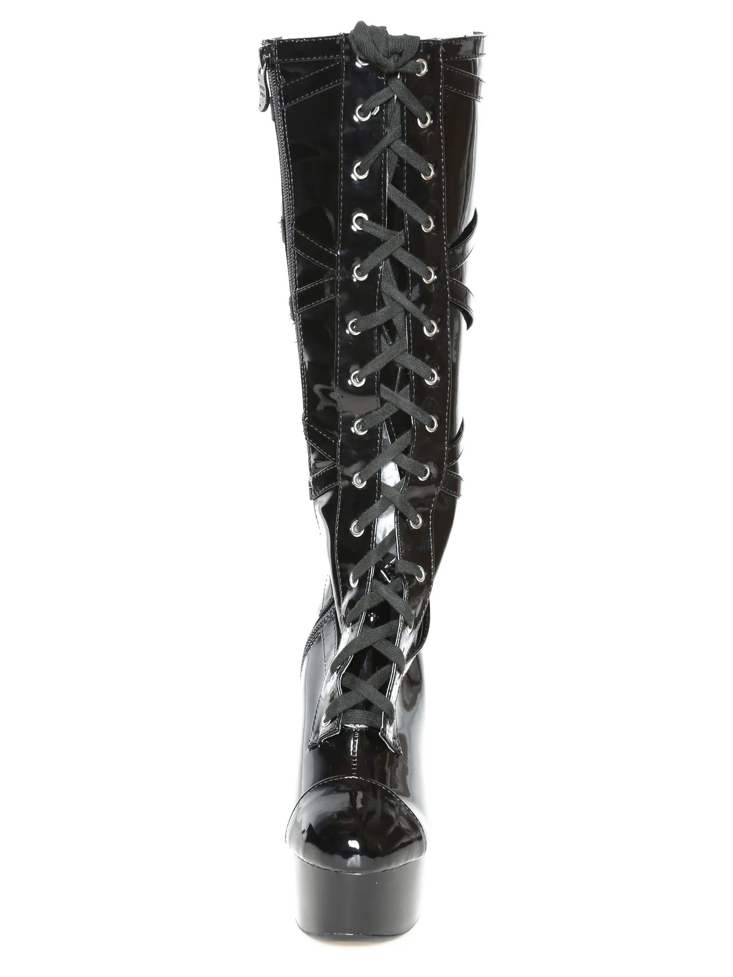 Black Lattice Platform Boot With Secret Wallet