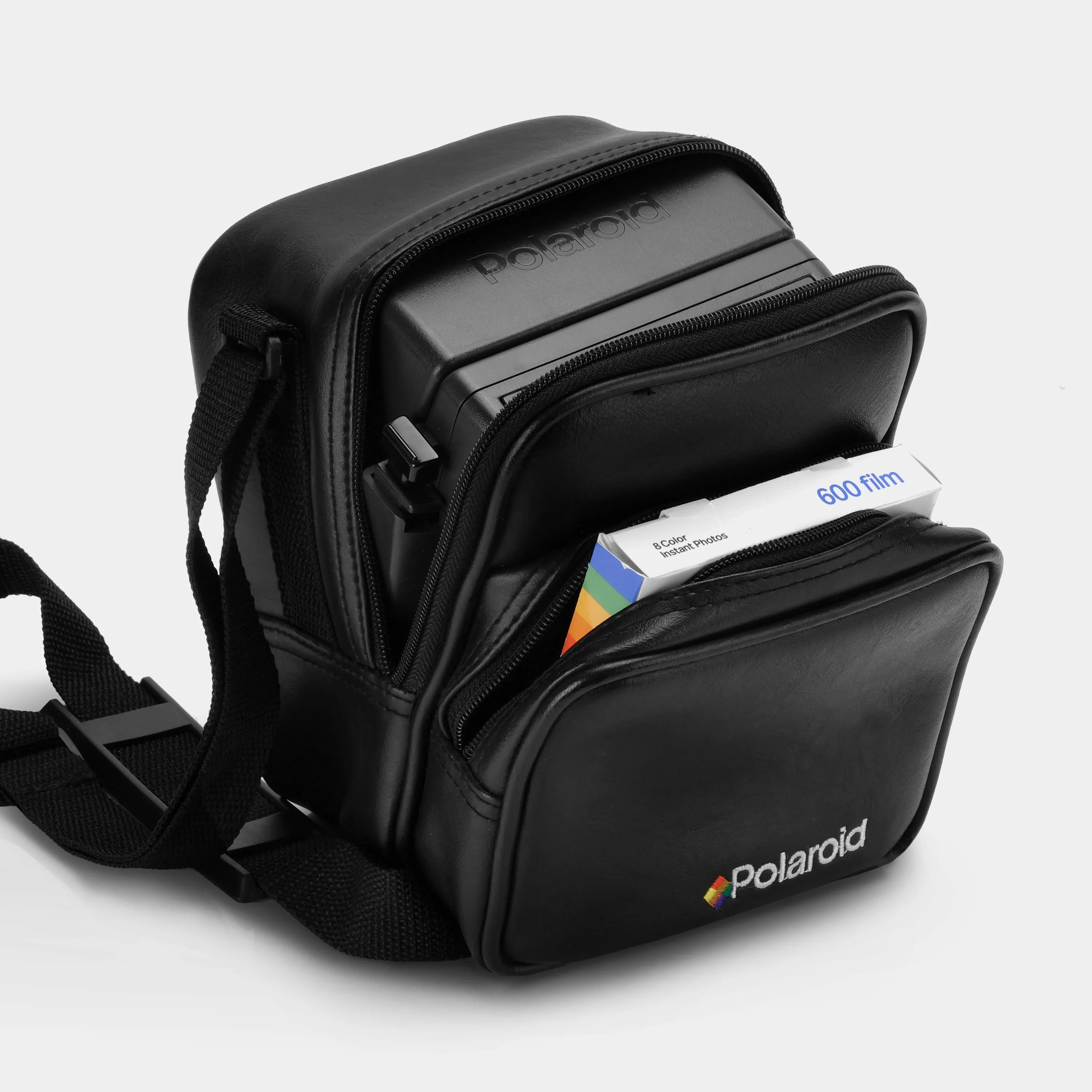 Black Leather Polaroid 600 Camera Bag