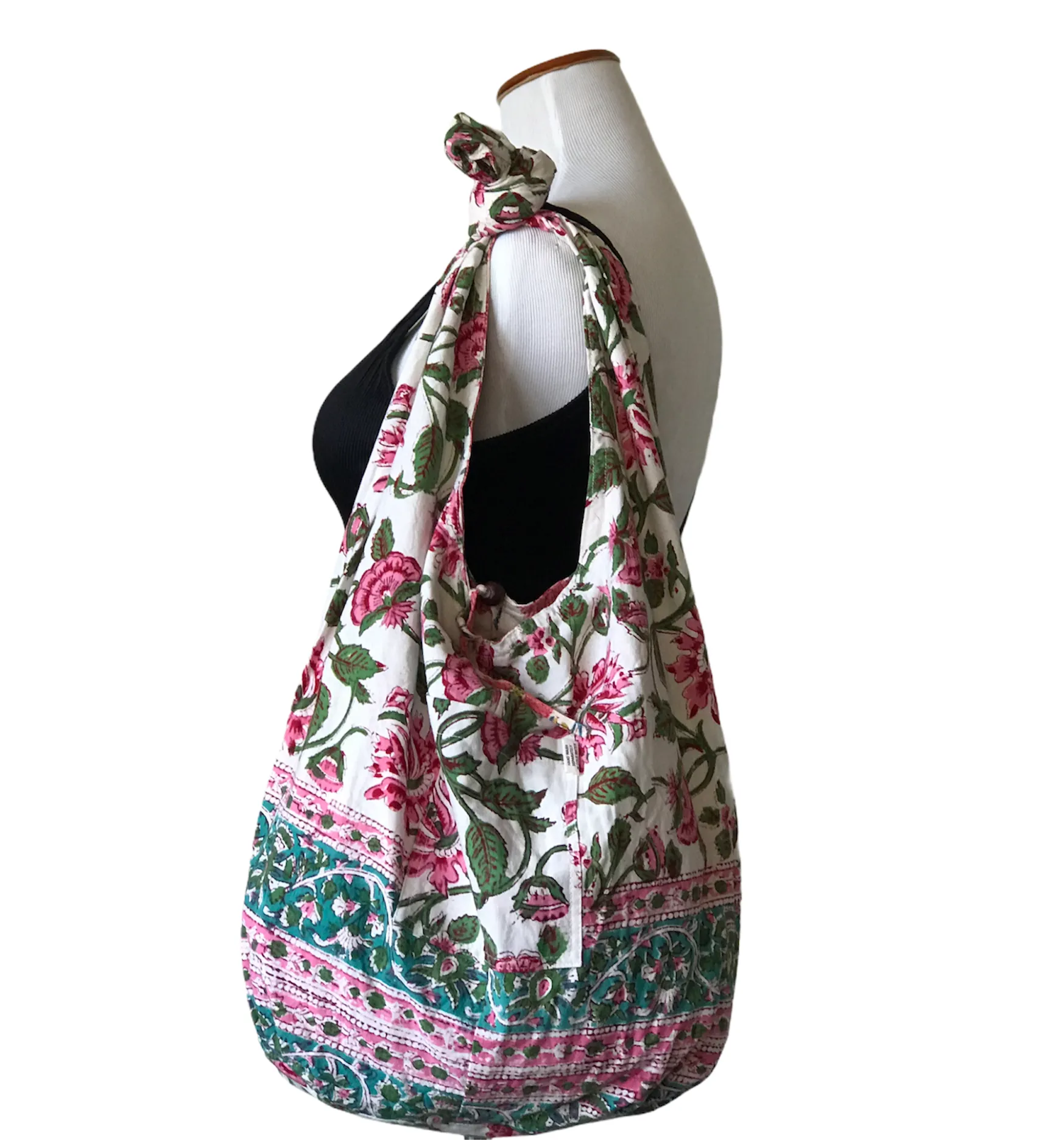 boho chic large crossbody bag / Reversible Hippie Hobo shoulder bag / cotton messenger bag