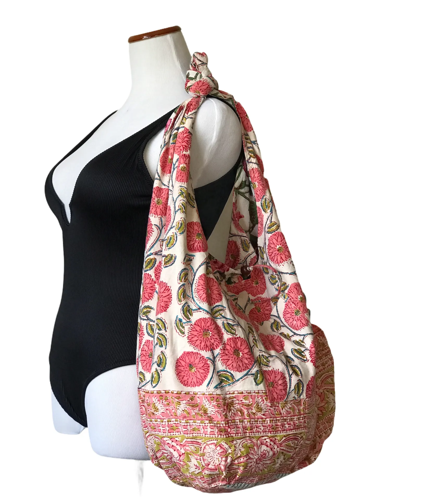 boho chic large crossbody bag / Reversible Hippie Hobo shoulder bag / cotton messenger bag