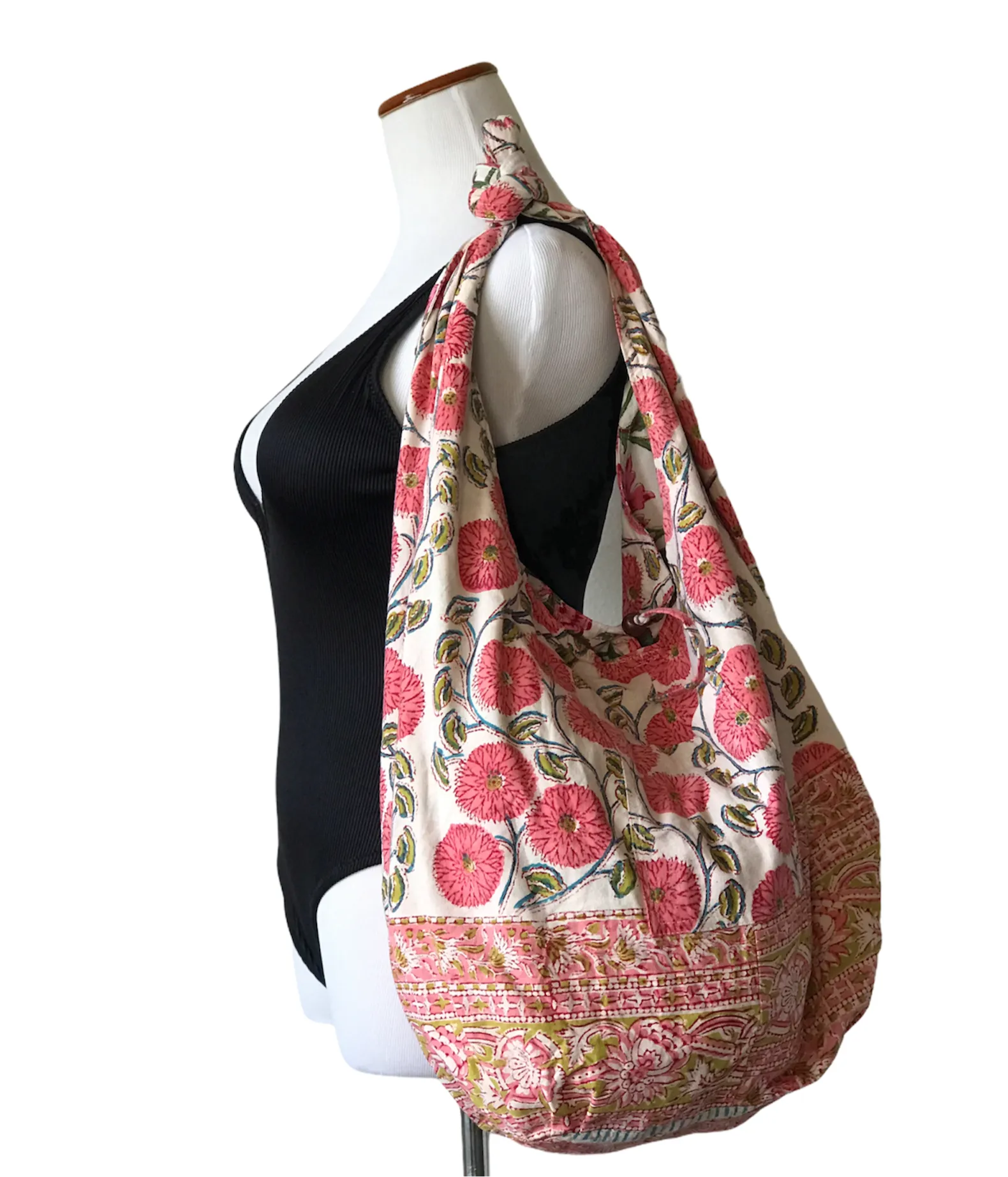 boho chic large crossbody bag / Reversible Hippie Hobo shoulder bag / cotton messenger bag