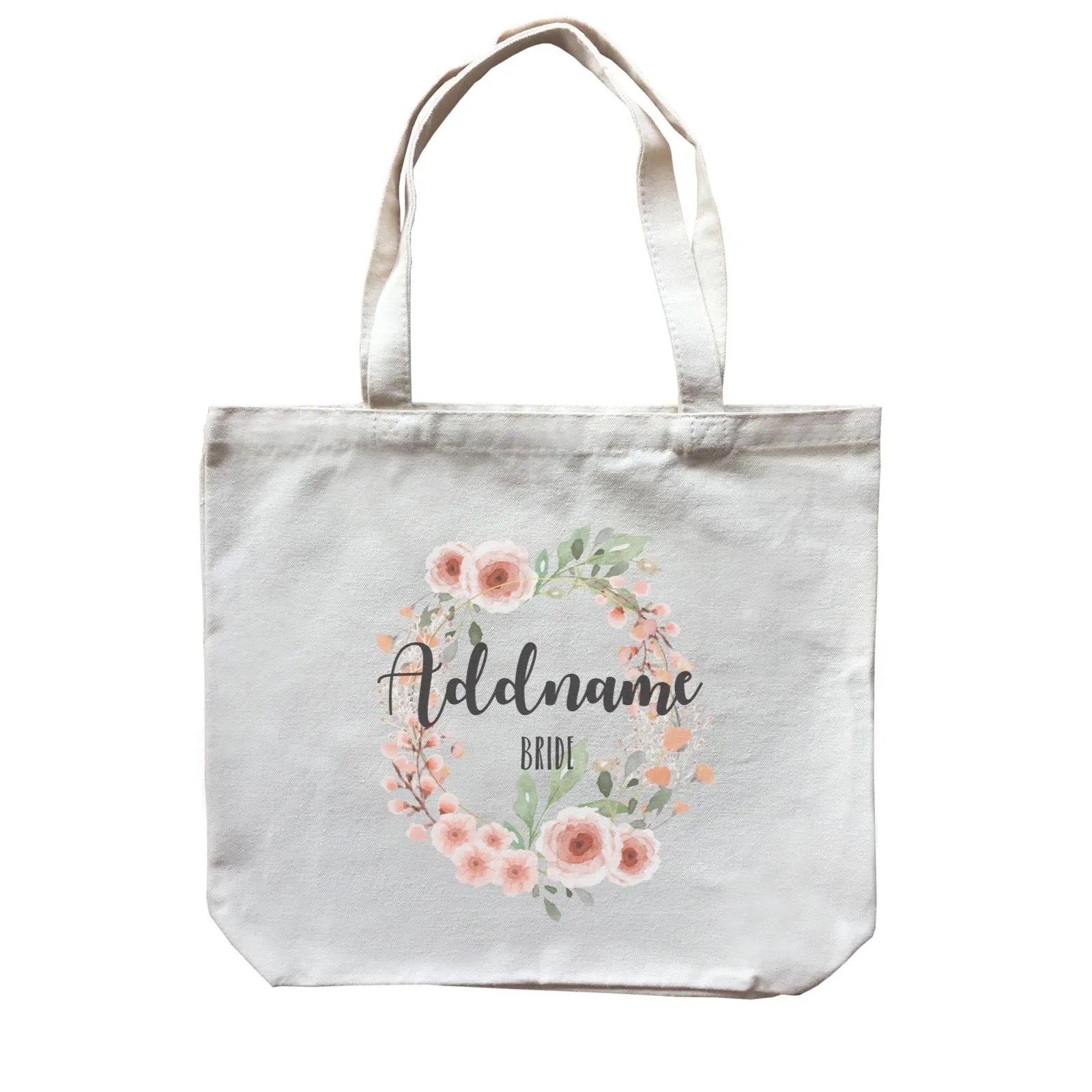 Bridesmaid Floral Sweet 2 Watercolour Flower Wreath Bride Addname Canvas Bag