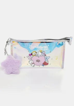 BT21 Holographic Travel Pouch W/ Plushie Star