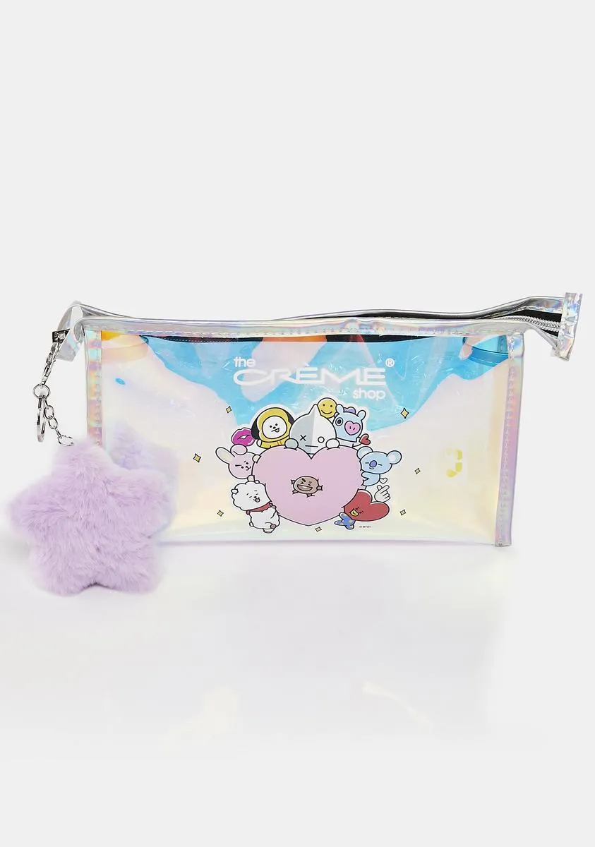 BT21 Holographic Travel Pouch W/ Plushie Star