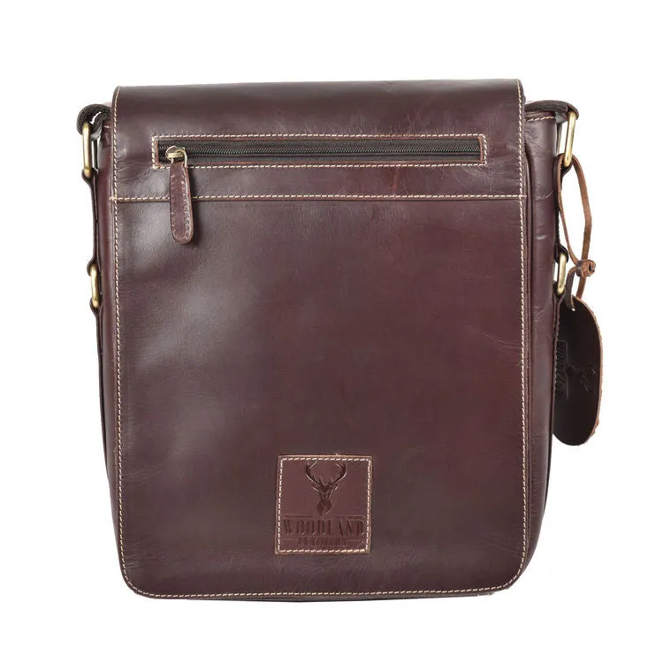 Burnish Brown Buffalo Leather Portrait Messenger Bag