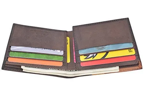 Cazoro RFID Blocking Bifold Wallet Passcase Genuine Leather and Flip Up ID Mens Wallets RFID611297