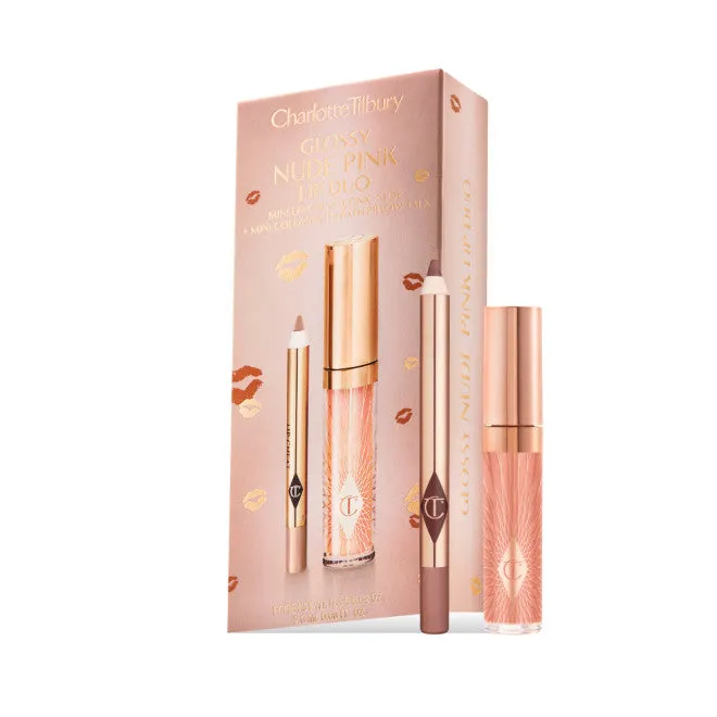 Charlotte Tilbury Glossy Lip Duo Nude Pink Iconic Nude-Pillow Talk