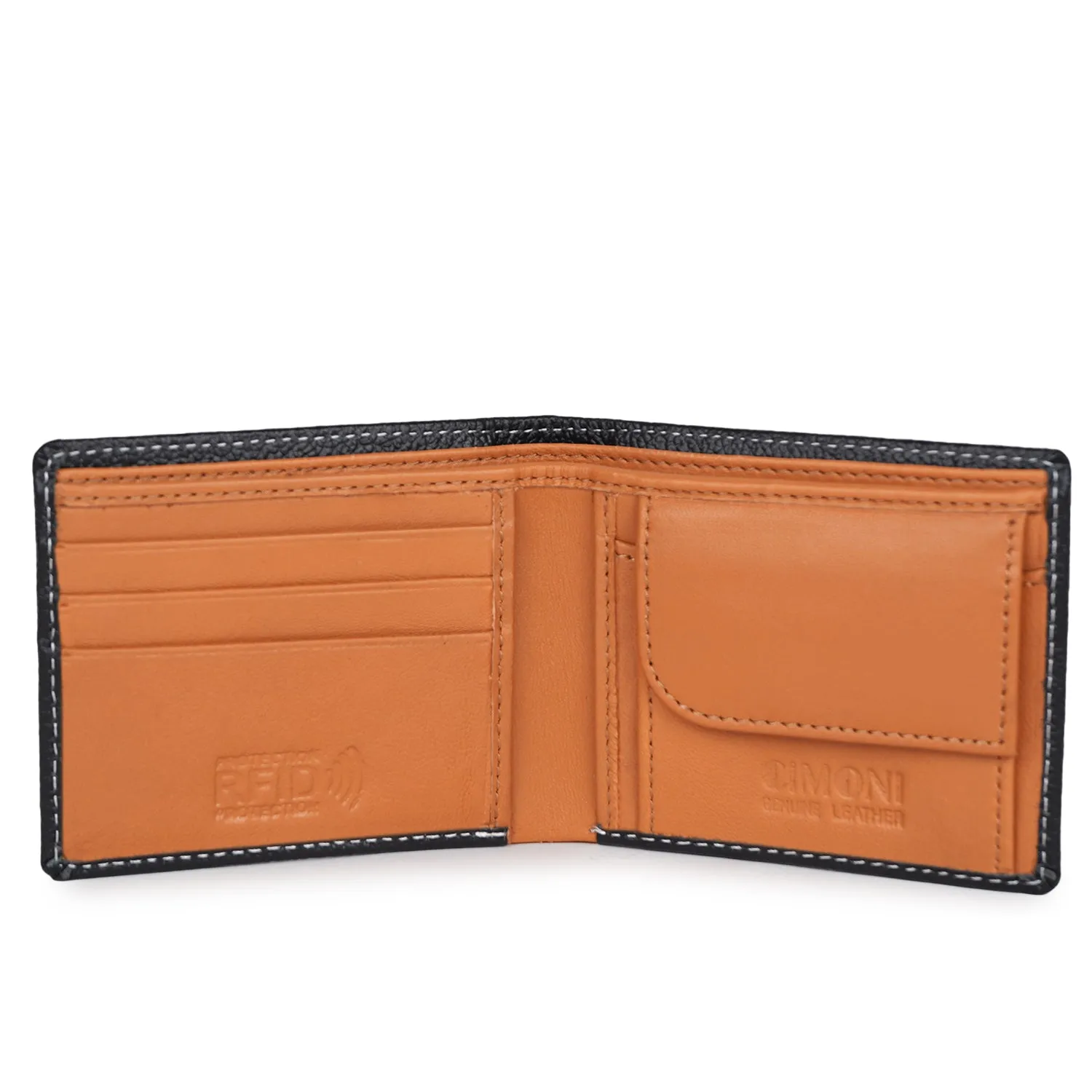 CIMONI Genuine Leather Stylish Credit/5 Debit Card Slots 1 Flap Coin Pocket Wallet for Men