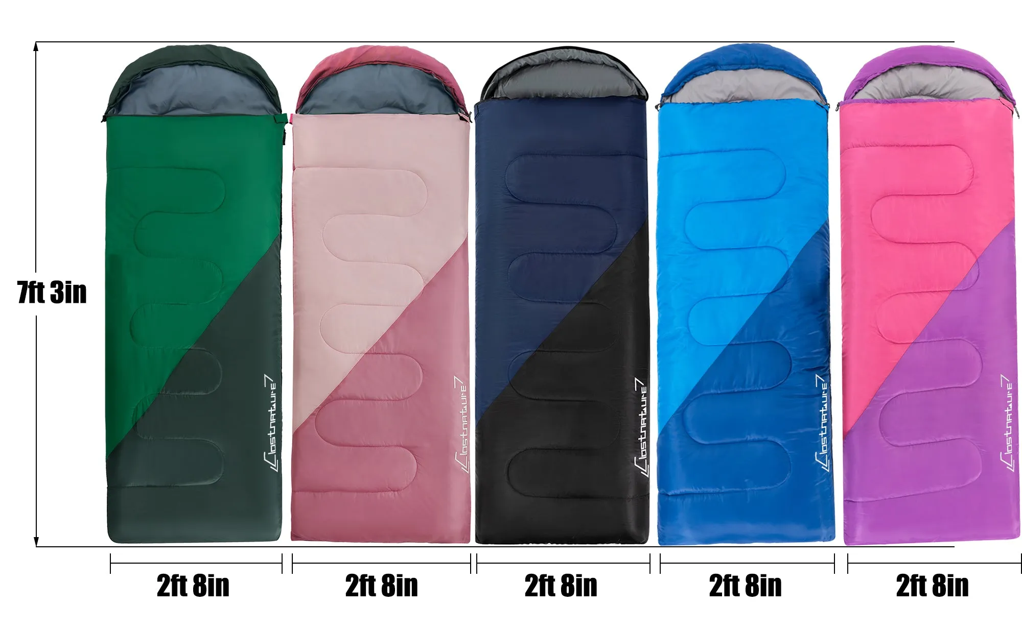 Clostnature Sleeping Bag for Adults and Kids - Lightweight Camping Sleeping Bag for Girls, Boys, Youths（Left zipper）