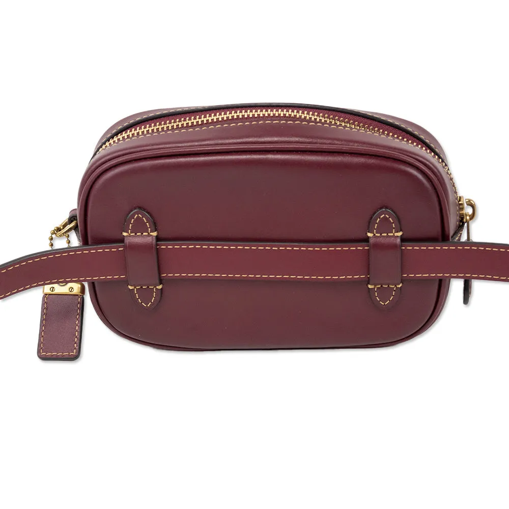 Coach Monogram and Burgundy Leather Adjustable Fanny Pack