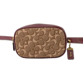 Coach Monogram and Burgundy Leather Adjustable Fanny Pack