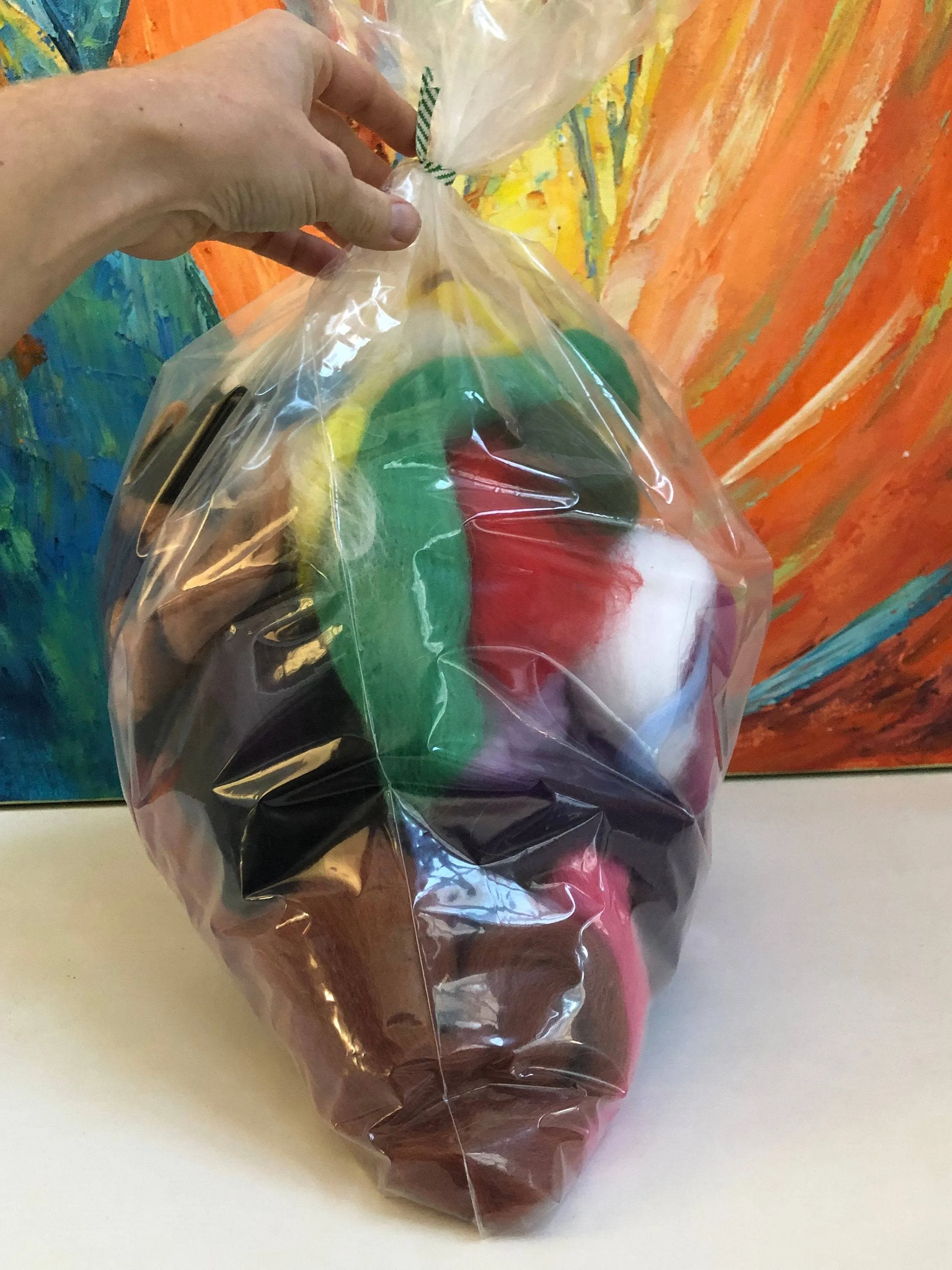 Colorful Wool Roving Mix Bag