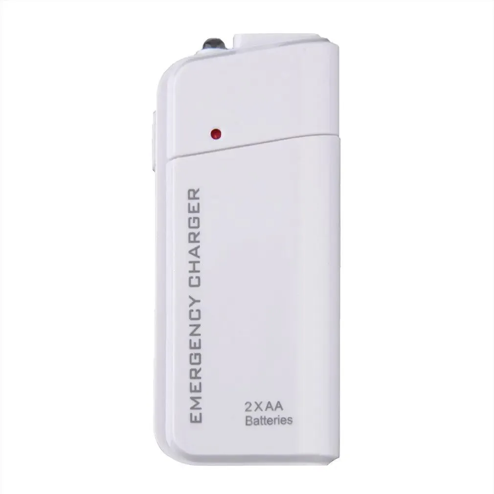 Compact USB AA Battery Power Bank - Emergency Charger for Smartphones and Devices in White