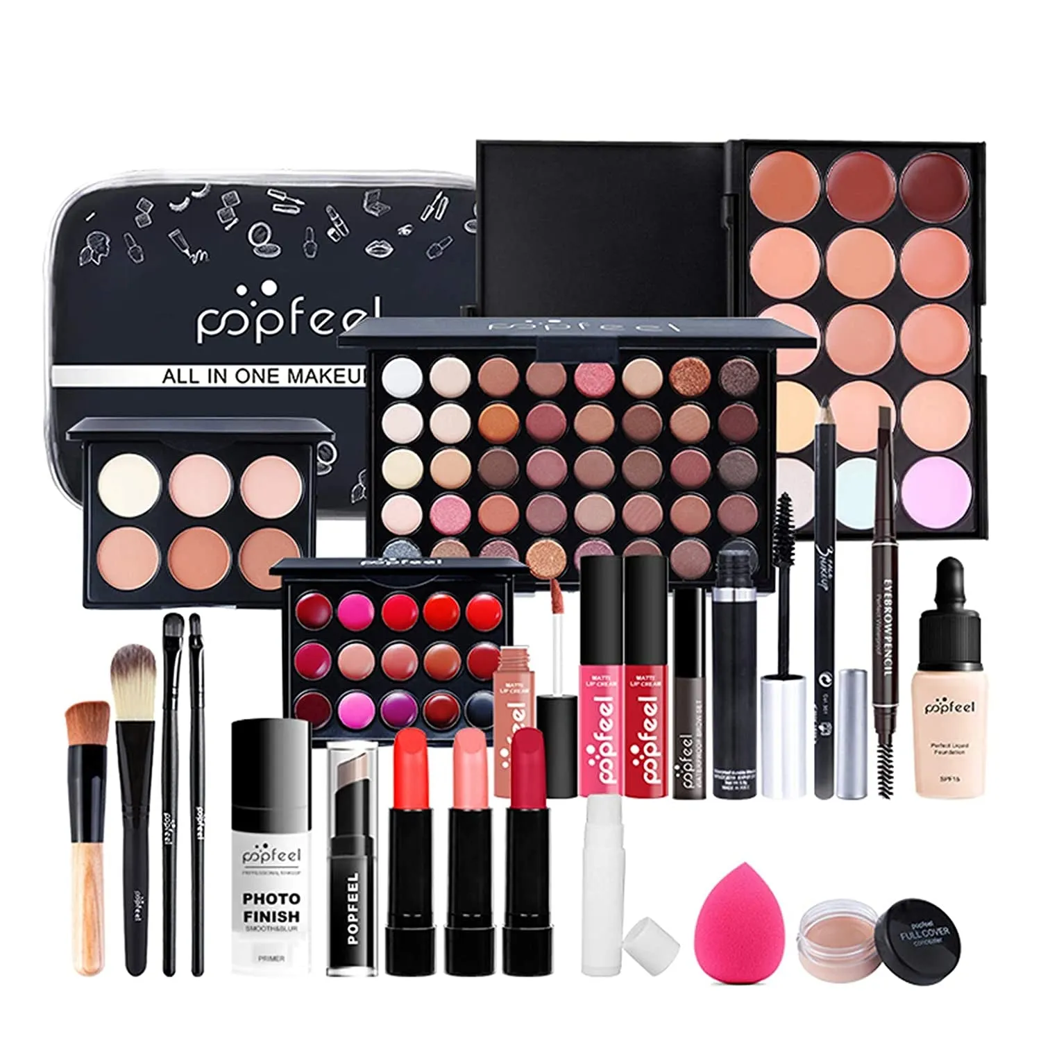 Complete Women's Makeup Collection Gift Set - Eyeshadow, Lipsticks, Blush, Concealer & More