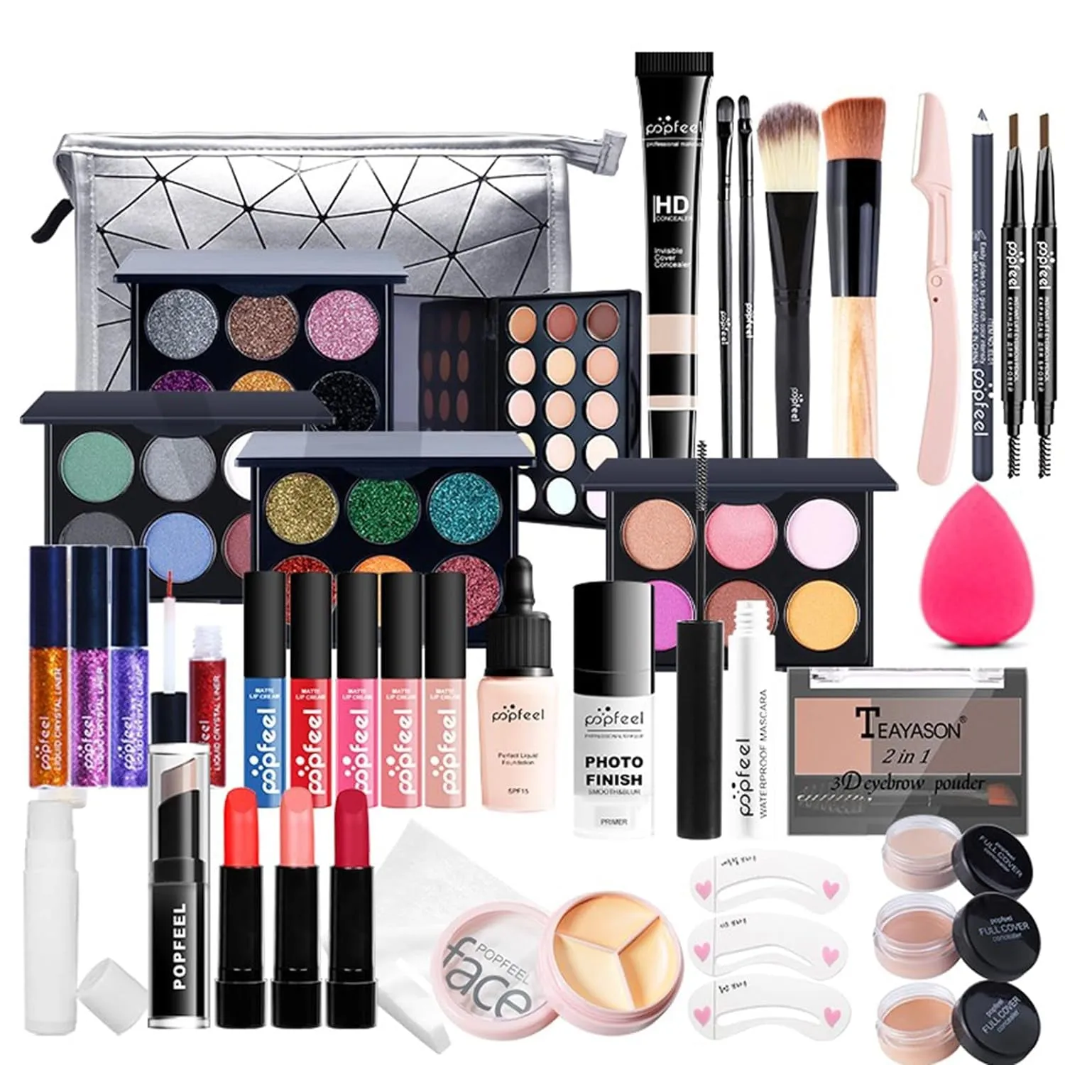 Complete Women's Makeup Collection Gift Set - Eyeshadow, Lipsticks, Blush, Concealer & More