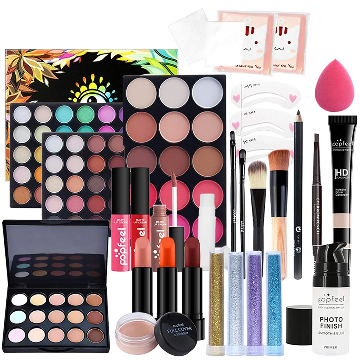 Complete Women's Makeup Collection Gift Set - Eyeshadow, Lipsticks, Blush, Concealer & More