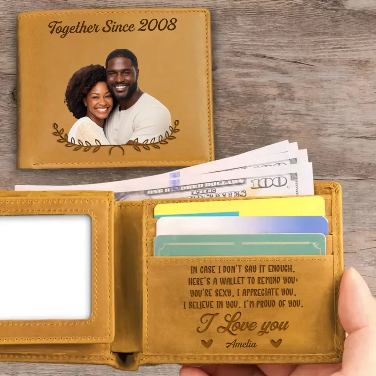 Couple - To My Husband Here's A Wallet To Remind You - Personalized Photo Leather Wallet