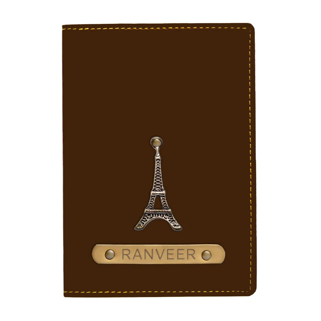 Custom Passport Cover Holder PU Leather with Charm & Name - Paris