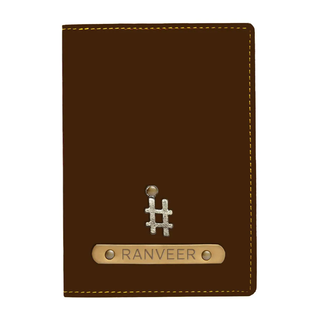 Customized Passport Wallet PU Leather with Name & Charm - Hashtag