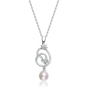 Cz .925 Sterling Silver Pearl Drop Pendant