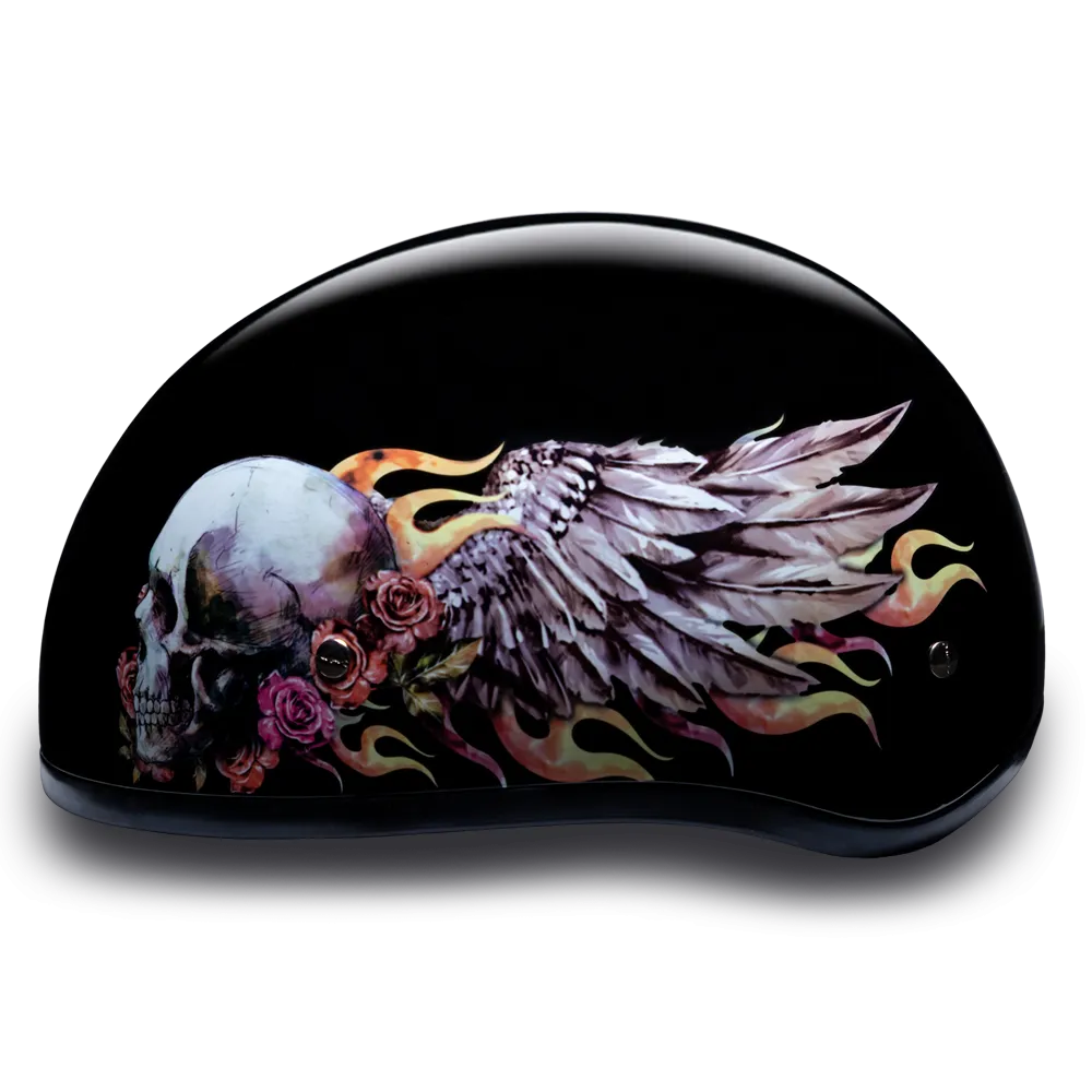 D6-SKW D.O.T. DAYTONA SKULL CAP - W/ SKULL WINGS