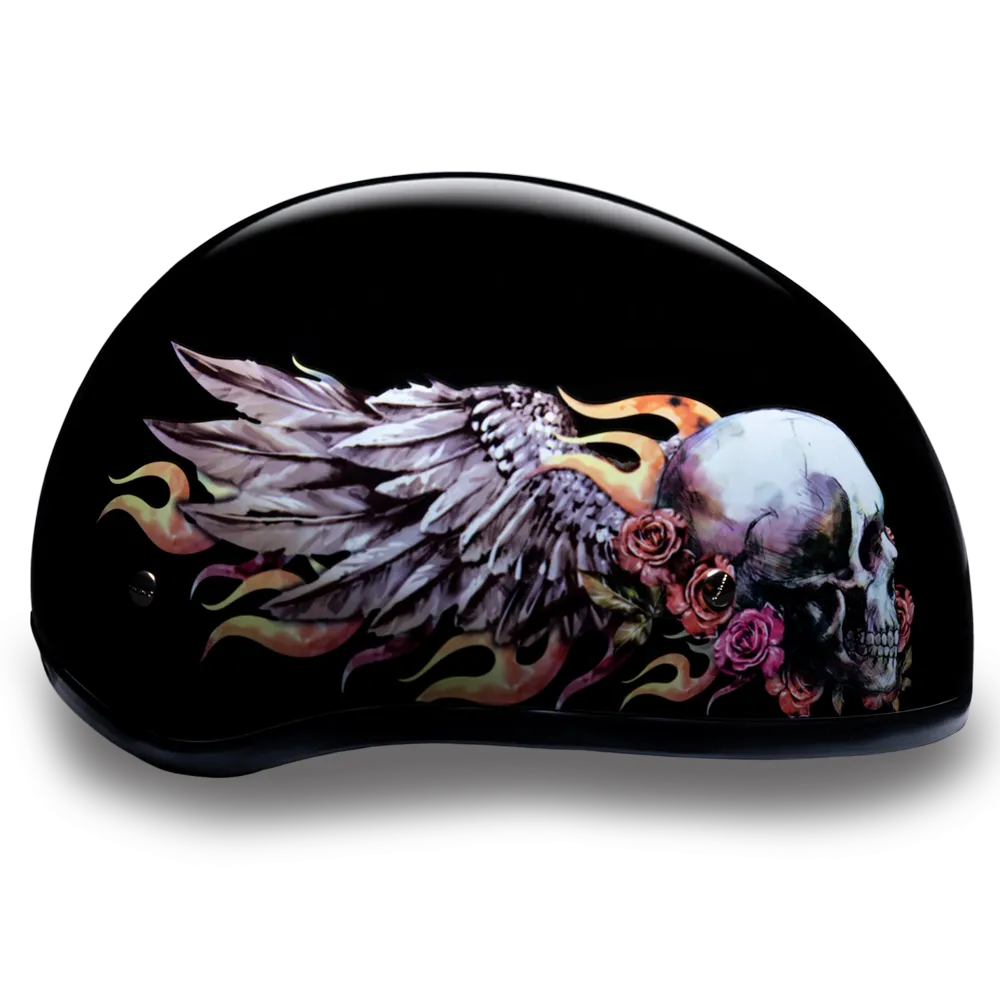 D6-SKW D.O.T. DAYTONA SKULL CAP - W/ SKULL WINGS