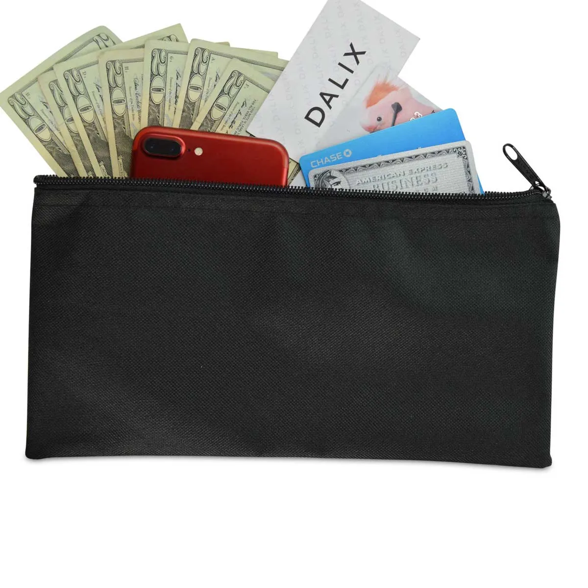 DALIX Zipper Bank Deposit Money Bags Cash Coin Pouch 6 Pack