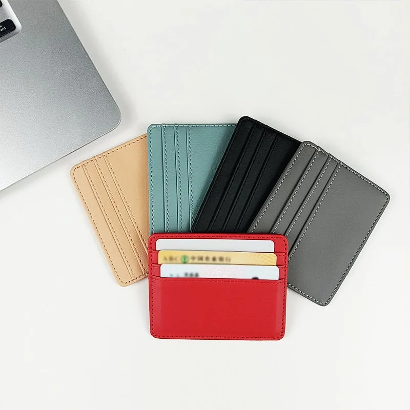 Darianrojas 1Pc Pu Leather ID Card Holder Candy Color Bank Credit Card Box Multi Slot Slim Card Case Wallet Women Men Business Card Cover