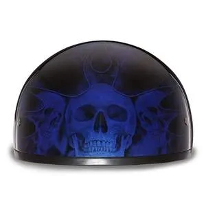 Daytona D.O.T Skull Cap Motorcycle Helmet with Skulls Blue Flames